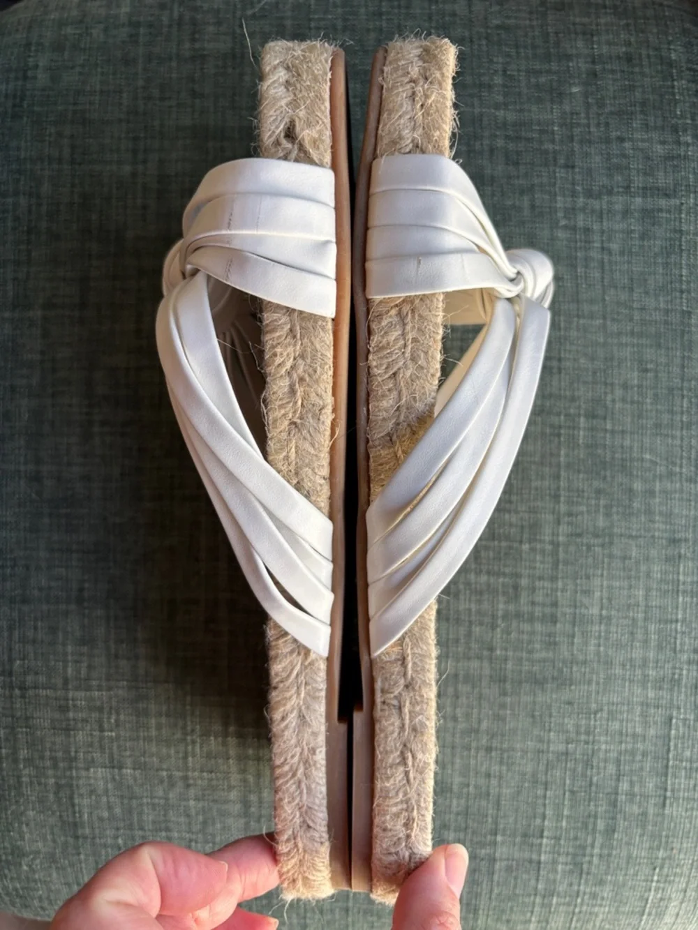 J. Crew women’s White Knotted Espadrille summer Slides Size 8 worn once EUC! - Picture 11 of 14